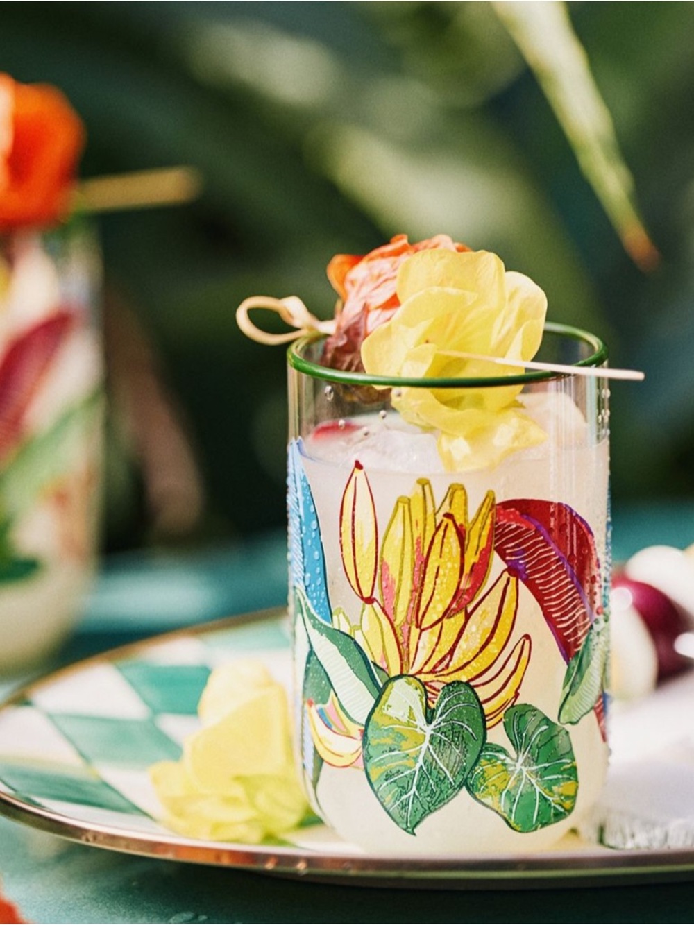 Anthropologie x FARM RIO Sky Banana Tropical Glass